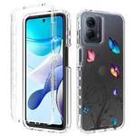 For Motorola Moto G 5G 2023 Transparent Painted Phone Case(Tree Butterflies)