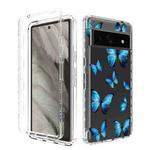 For Google Pixel 7a Transparent Painted Phone Case(Blue Butterflies)