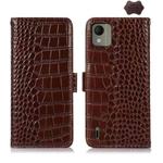 For Nokia C110 Crocodile Top Layer Cowhide Leather Phone Case(Brown)