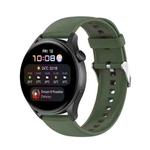 For Huawei Watch 4 / Watch 4 Pro Solid Color Silicone Stainless Steel Silver Buckle Watch Band(Dark Green)