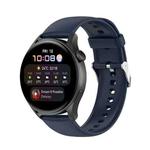 For Huawei Watch 4 / Watch 4 Pro Solid Color Silicone Stainless Steel Silver Buckle Watch Band(Navy Blue)