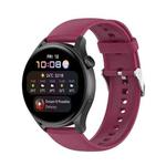 For Huawei Watch 4 / Watch 4 Pro Solid Color Silicone Stainless Steel Silver Buckle Watch Band(Wine Red)