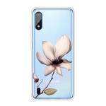 For Samsung Galaxy A01 Coloured Drawing Pattern Highly Transparent TPU Protective Case(Lotus)