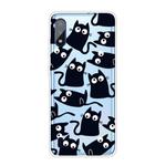 For Samsung Galaxy A01 Coloured Drawing Pattern Highly Transparent TPU Protective Case(Black Cat)