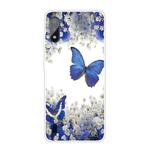 For Samsung Galaxy A01 Coloured Drawing Pattern Highly Transparent TPU Protective Case(Purple Butterfly)