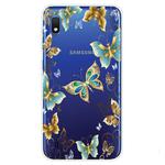 For Samsung Galaxy A10 Coloured Drawing Pattern Highly Transparent TPU Protective Case(Golden Butterfly)