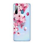 For Samsung Galaxy A21 Coloured Drawing Pattern Highly Transparent TPU Protective Case(Cherry Blossoms)