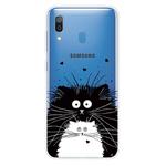 For Samsung Galaxy A30 Coloured Drawing Pattern Highly Transparent TPU Protective Case(Black White Rat)