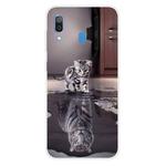 For Samsung Galaxy A40 Coloured Drawing Pattern Highly Transparent TPU Protective Case(Cat Tiger)