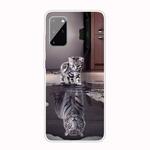 For Samsung Galaxy S20 Coloured Drawing Pattern Highly Transparent TPU Protective Case(Cat Tiger)