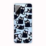 For Samsung Galaxy S20 Coloured Drawing Pattern Highly Transparent TPU Protective Case(Black Cat)