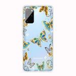 For Samsung Galaxy S20 Coloured Drawing Pattern Highly Transparent TPU Protective Case(Golden Butterfly)
