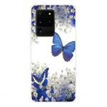 For Samsung Galaxy S20 Ultra Coloured Drawing Pattern Highly Transparent TPU Protective Case(Purple Butterfly)