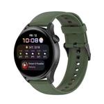 For Huawei Watch 4 / Watch 4 Pro Solid Color Silicone Stainless Steel Black Buckle Watch Band(Dark Green)