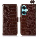 For OnePlus Nord CE3 5G Crocodile Top Layer Cowhide Leather Phone Case(Brown)
