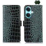 For OnePlus Nord CE3 5G Crocodile Top Layer Cowhide Leather Phone Case(Green)