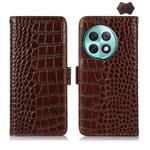 For OnePlus Ace 2 Pro Crocodile Top Layer Cowhide Leather Phone Case(Brown)