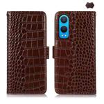 For OnePlus Nord CE4 Lite Crocodile Top Layer Cowhide Leather Phone Case(Brown)