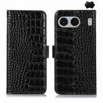 For OnePlus Nord 4 Crocodile Top Layer Cowhide Leather Phone Case(Black)