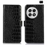 For OnePlus Nord 13 Crocodile Top Layer Cowhide Leather Phone Case(Black)