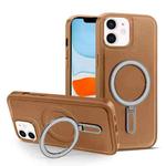 For iPhone 11 MagSafe Magnetic Holder Phone Case(Brown)