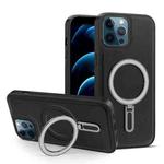 For iPhone 12 Pro Max MagSafe Magnetic Holder Phone Case(Black)