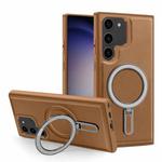 For Samsung Galaxy S23+ 5G MagSafe Magnetic Holder Phone Case(Brown)