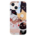 For iPhone 14 Painted Pattern PC Phone Case(Stacked Cats)