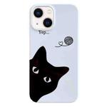 For iPhone 14 Painted Pattern PC Phone Case(Black Cat)