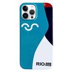 For iPhone 14 Pro Painted Pattern PC Phone Case(Contrasting Blue)