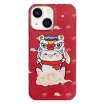 For iPhone 14 Plus Painted Pattern PC Phone Case(Bunny Red)