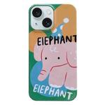 For iPhone 15 Painted Pattern PC Phone Case(Elephant)
