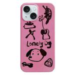 For iPhone 15 Painted Pattern PC Phone Case(Lonely Dog)