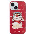For iPhone 15 Painted Pattern PC Phone Case(Bunny Red)