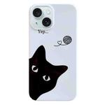 For iPhone 15 Plus Painted Pattern PC Phone Case(Black Cat)
