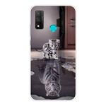 For Huawei P Smart 2020 Coloured Drawing Pattern Highly Transparent TPU Protective Case(Cat Tiger)