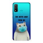 For Huawei P Smart 2020 Coloured Drawing Pattern Highly Transparent TPU Protective Case(Mask Cat)