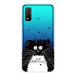 For Huawei P Smart 2020 Coloured Drawing Pattern Highly Transparent TPU Protective Case(Black White Rat)