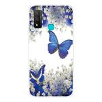 For Huawei P Smart 2020 Coloured Drawing Pattern Highly Transparent TPU Protective Case(Purple Butterfly)