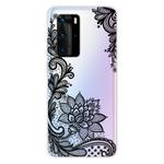 For Huawei P40 Coloured Drawing Pattern Highly Transparent TPU Protective Case(Black Rose)