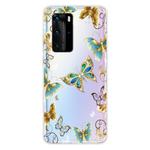 For Huawei P40 Coloured Drawing Pattern Highly Transparent TPU Protective Case(Golden Butterfly)