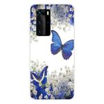 For Huawei P40 Coloured Drawing Pattern Highly Transparent TPU Protective Case(Purple Butterfly)