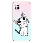 For Huawei P40 Lite Coloured Drawing Pattern Highly Transparent TPU Protective Case(Cat)