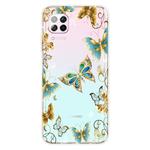 For Huawei P40 Lite Coloured Drawing Pattern Highly Transparent TPU Protective Case(Golden Butterfly)