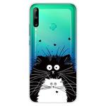 For Huawei P40 Lite E Coloured Drawing Pattern Highly Transparent TPU Protective Case(Black White Rat)
