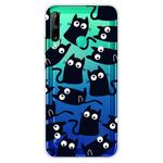 For Huawei P40 Lite E Coloured Drawing Pattern Highly Transparent TPU Protective Case(Black Cat)