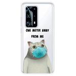 For Huawei P40 Pro+ Coloured Drawing Pattern Highly Transparent TPU Protective Case(Mask Cat)