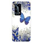 For Huawei P40 Pro+ Coloured Drawing Pattern Highly Transparent TPU Protective Case(Purple Butterfly)