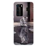 For Huawei P40 Pro Coloured Drawing Pattern Highly Transparent TPU Protective Case(Cat Tiger)
