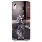 For Huawei Y5 (2019) Coloured Drawing Pattern Highly Transparent TPU Protective Case(Cat Tiger)